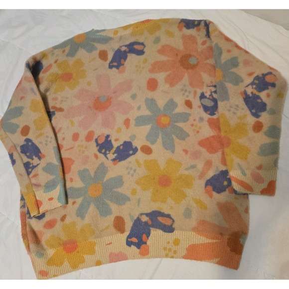 Yiu Zamm Floral Print Knit Womens Sweater Super Soft Size Large - Picture 4 of 4